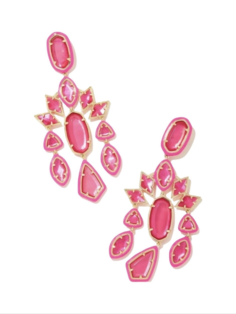 Kendra Scott Gretta Pink Statement Chandelier Earrings New - Picture 3 of 8